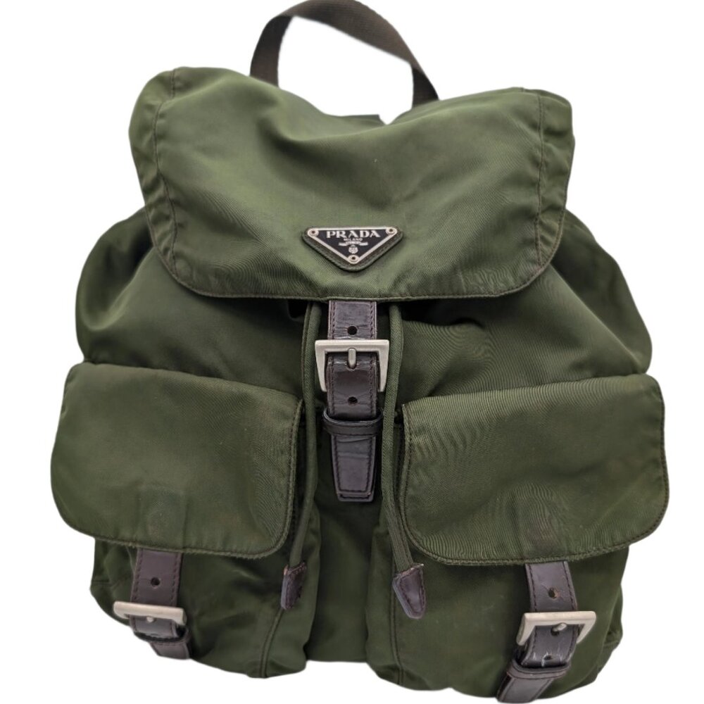 Prada Tessuto Buckle Pocket Nylon Backpack